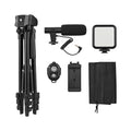 Andoer KIT-05LM Tripé Smartphone Vlog Kit de vídeo com suporte para telefone Microfone LED Luz de vídeo Obturador remoto para câmera de telefone